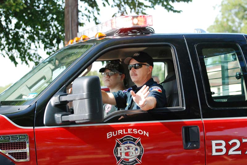 photo of Burleson Fire Fighter in July 4, 2012 Parade
